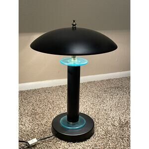 18” Vintage Atomic Flying Saucer UFO Mushroom Black Metal 3 Way Touch Lamp